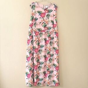 J. Jill Womens Pink Tropical Floral Raspberry Printed Sleeveless Dress - Size 4X